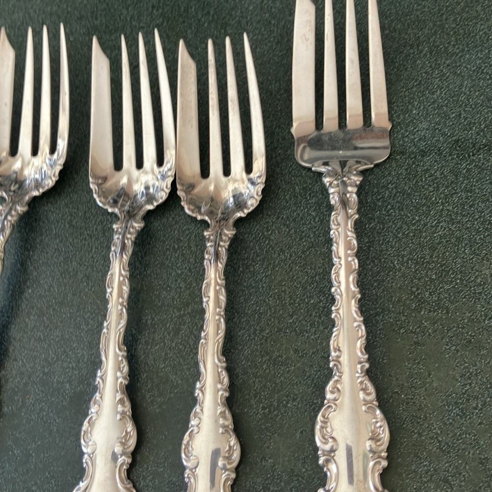 Antique Sterling Silver salad/dessert forks and 1 serving fork